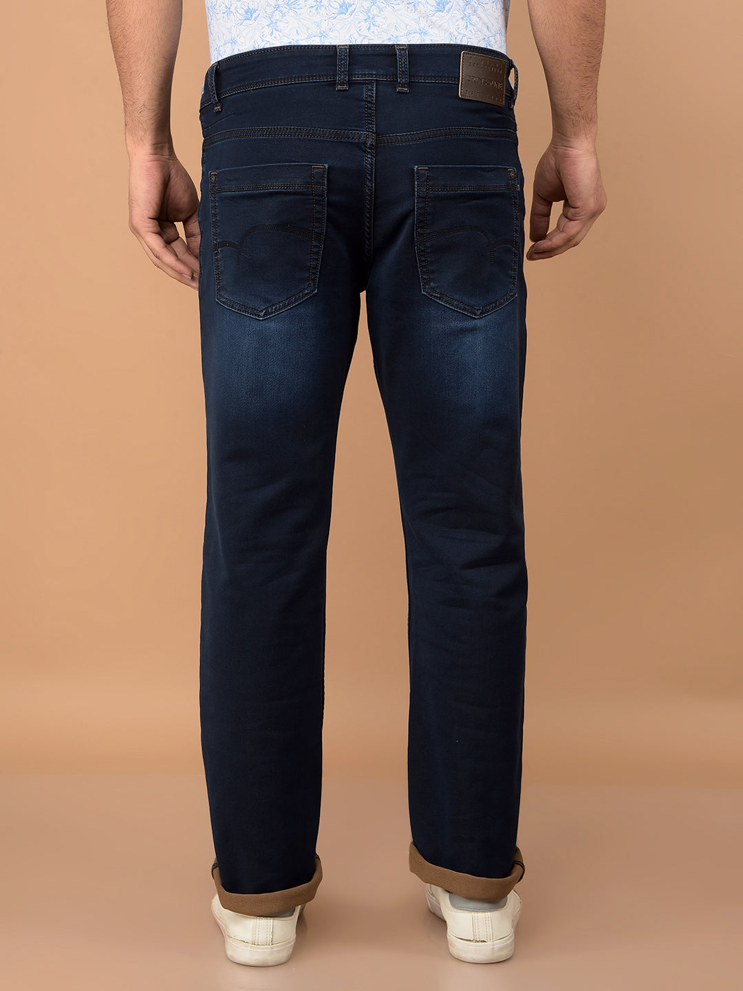 Navy Blue Straight Jeans-Men Jeans-Crimsoune Club