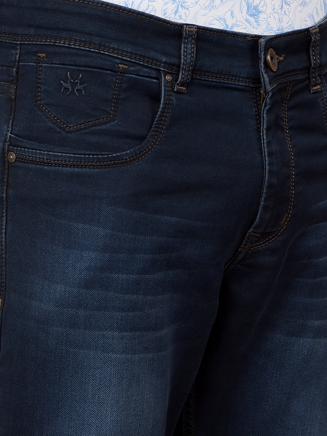 Navy Blue Straight Jeans-Men Jeans-Crimsoune Club