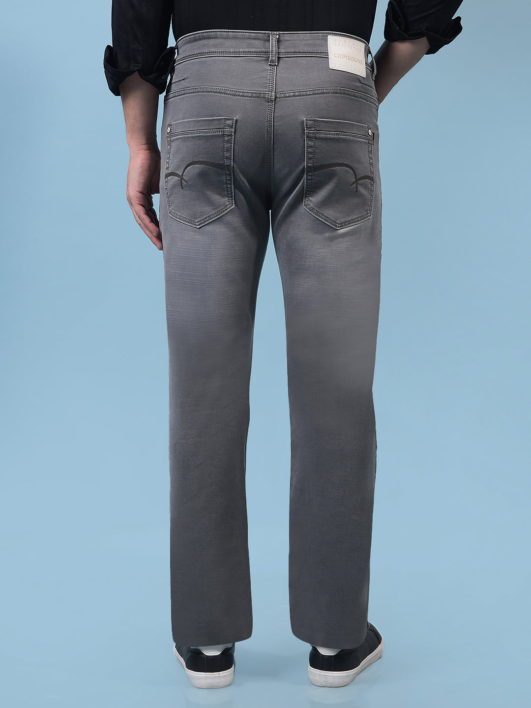 Men's Grey Straight Jeans-Men Jeans-Crimsoune Club