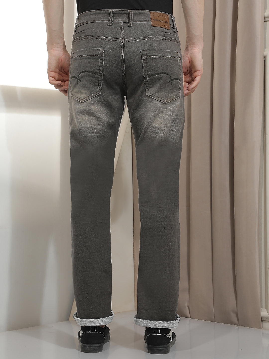 Grey Straight Jeans-Men Jeans-Crimsoune Club