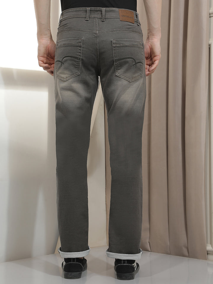 Grey Straight Jeans-Men Jeans-Crimsoune Club