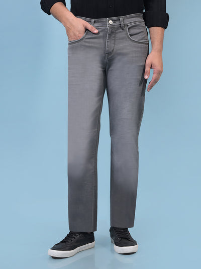 Men's Grey Straight Jeans-Men Jeans-Crimsoune Club