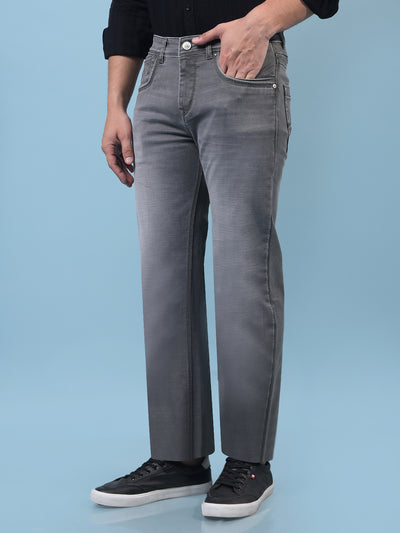 Men's Grey Straight Jeans-Men Jeans-Crimsoune Club