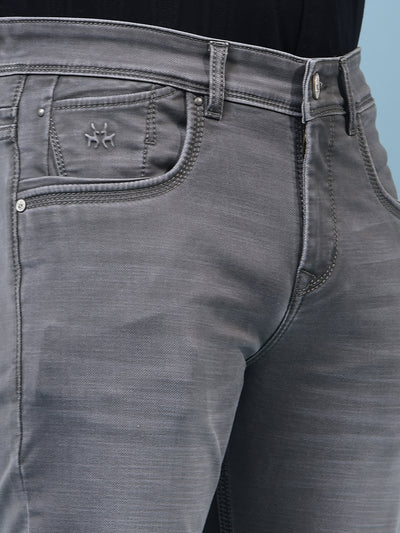 Men's Grey Straight Jeans-Men Jeans-Crimsoune Club