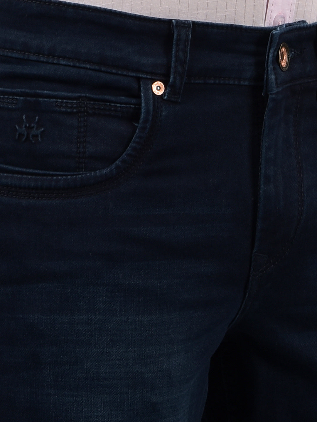 Navy Blue Straight Jeans-Men Jeans-Crimsoune Club