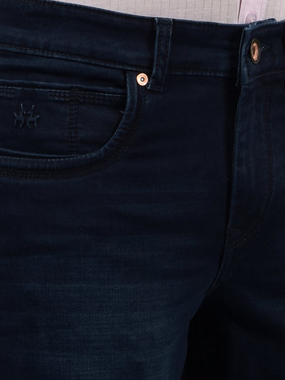 Navy Blue Straight Jeans-Men Jeans-Crimsoune Club