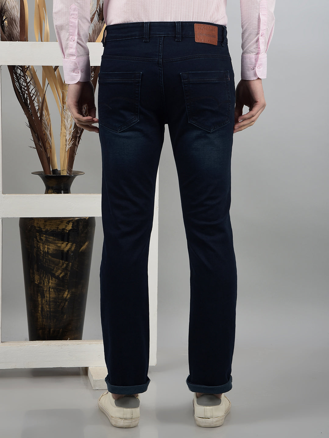 Navy Blue Straight Jeans-Men Jeans-Crimsoune Club