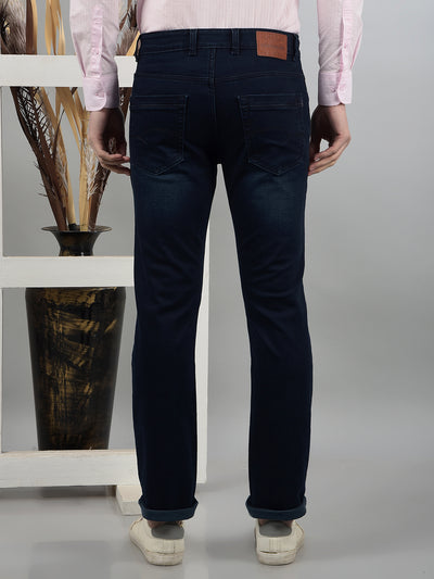 Navy Blue Straight Jeans-Men Jeans-Crimsoune Club