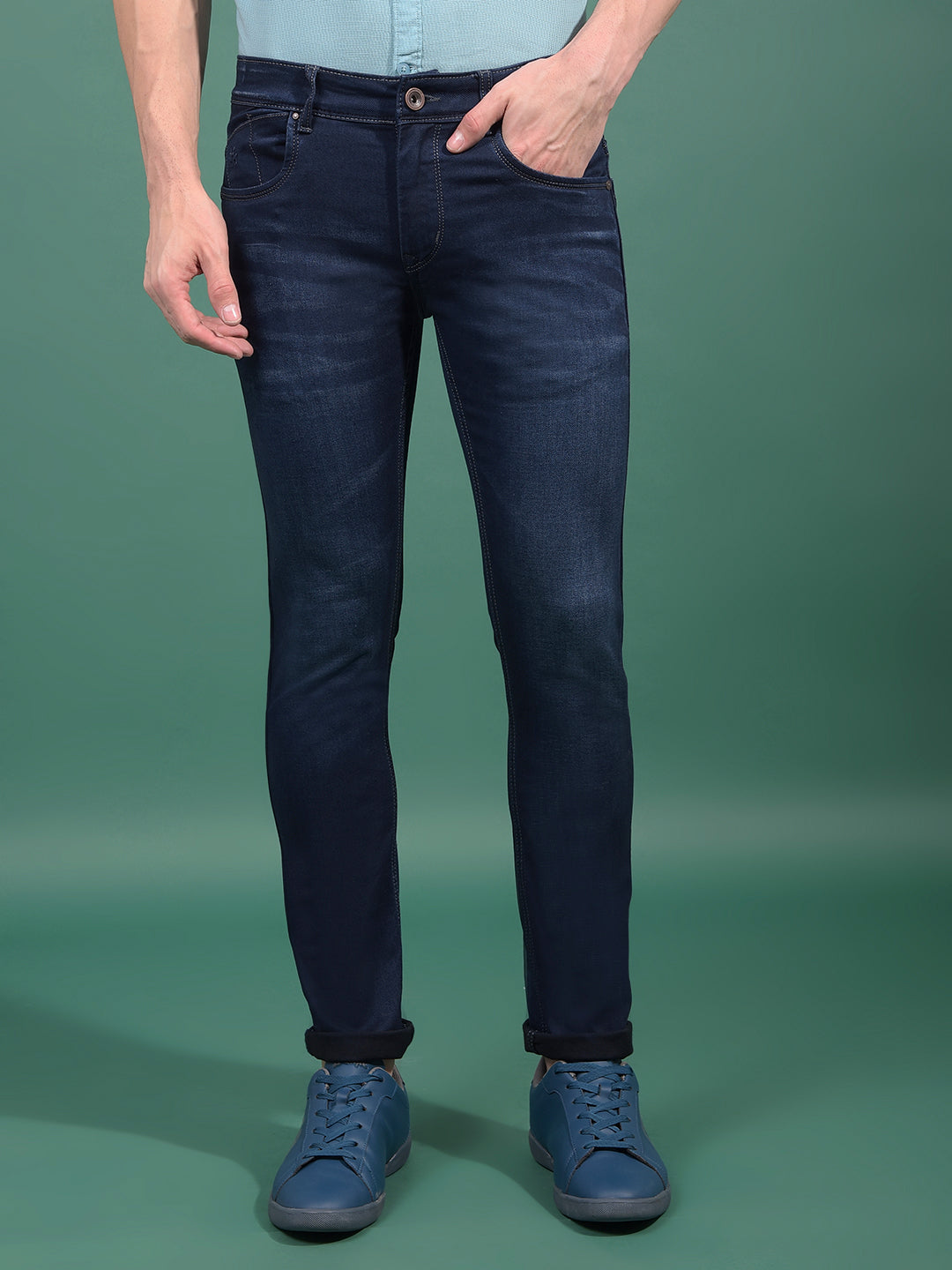 Blue Skinny Jeans-Men Jeans-Crimsoune Club