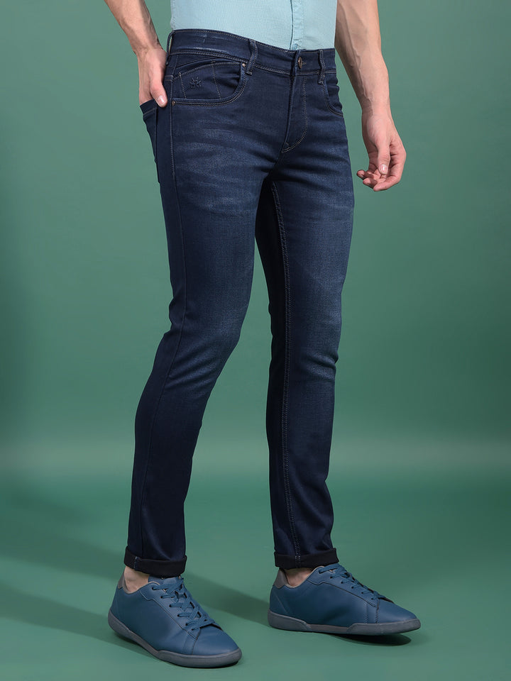 Blue Skinny Jeans-Men Jeans-Crimsoune Club