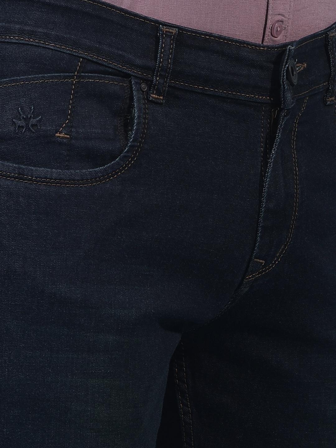 Men's Navy Blue Straight Jeans-Men Jeans-Crimsoune Club