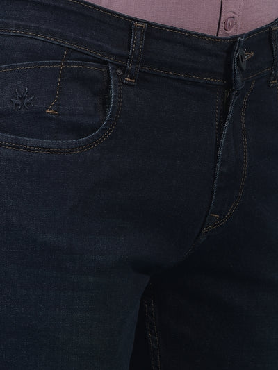 Men's Navy Blue Straight Jeans-Men Jeans-Crimsoune Club