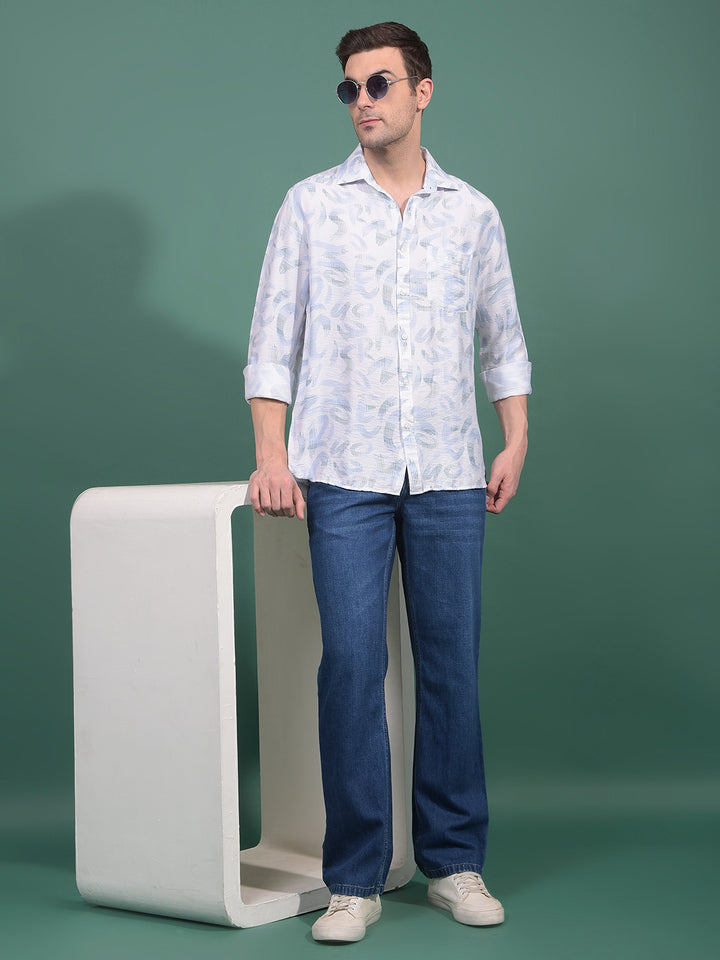 Blue 100% Cotton Baggy Jeans-Men Jeans-Crimsoune Club