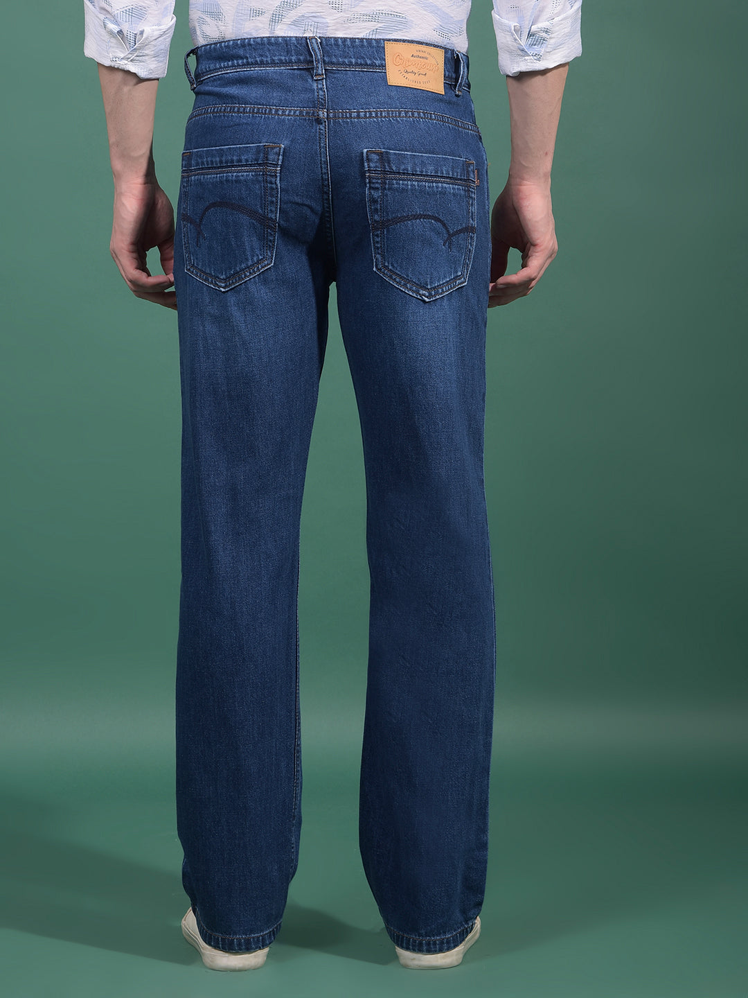 Blue 100% Cotton Baggy Jeans-Men Jeans-Crimsoune Club