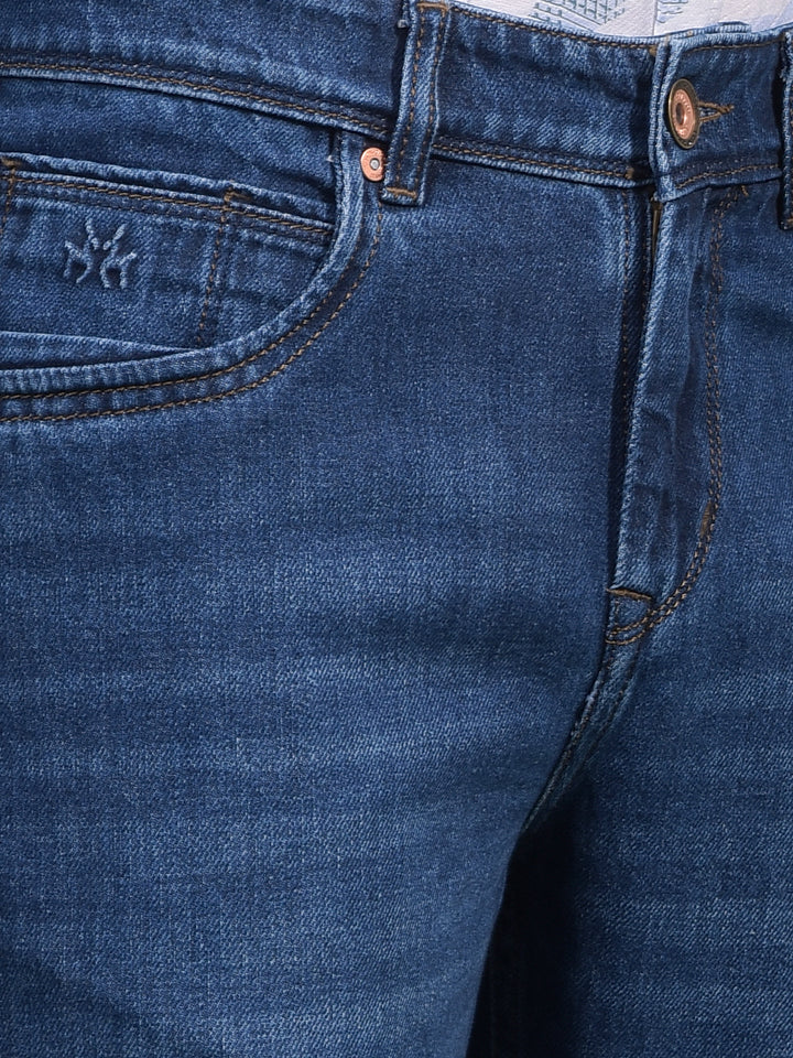Blue 100% Cotton Baggy Jeans-Men Jeans-Crimsoune Club