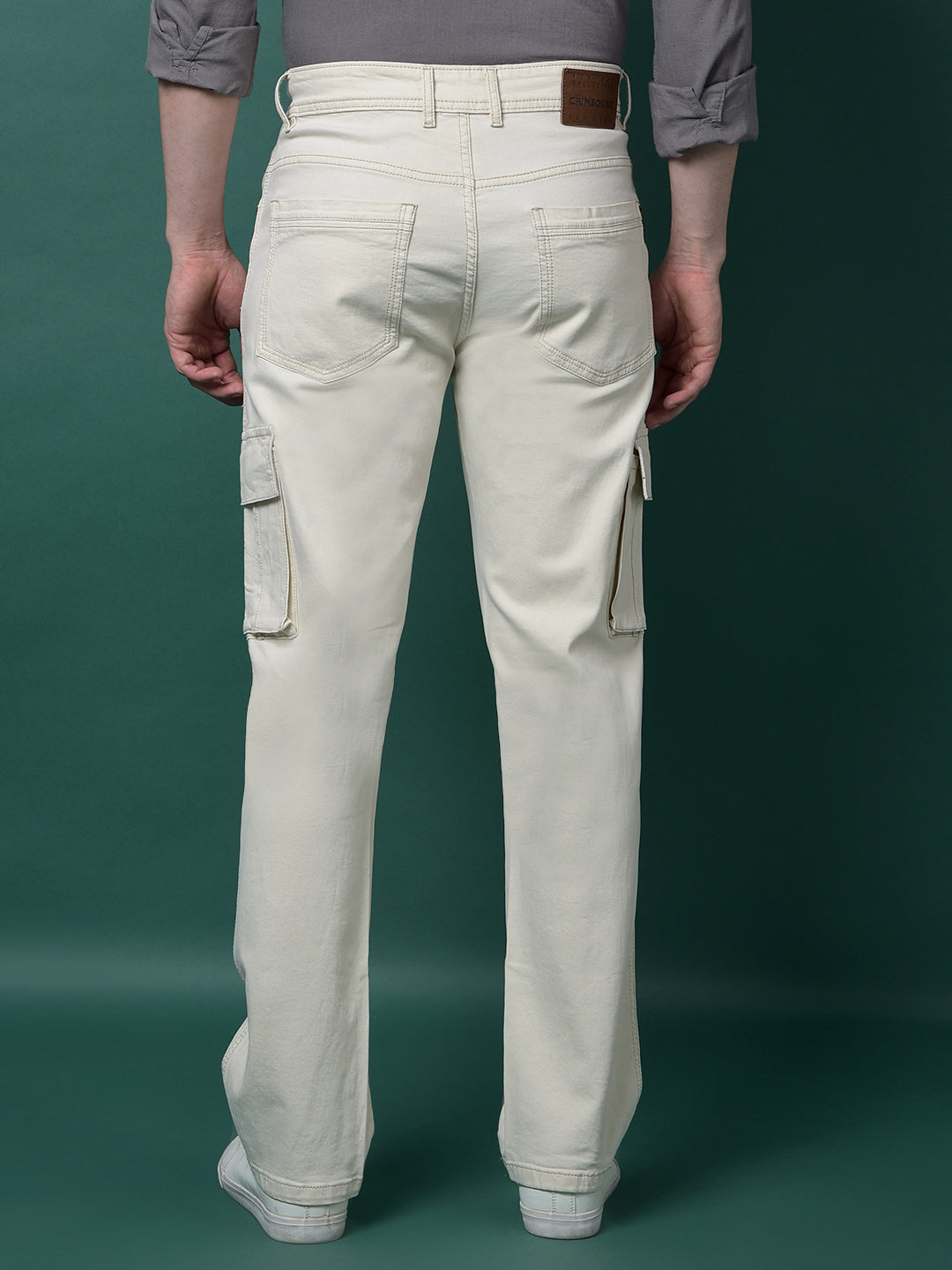 Off White Cargo Jeans-Men Jeans-Crimsoune Club