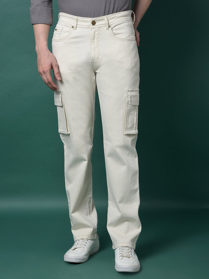 Off White Cargo Jeans-Men Jeans-Crimsoune Club