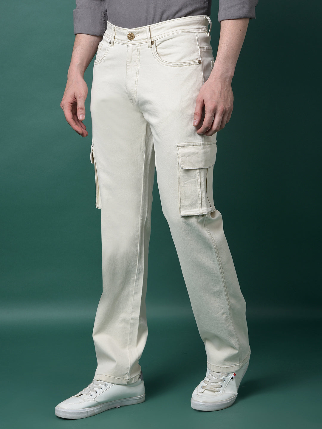 Off White Cargo Jeans-Men Jeans-Crimsoune Club