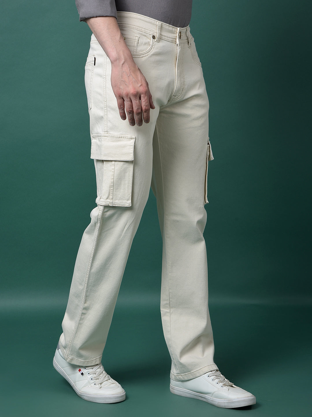 Off White Cargo Jeans-Men Jeans-Crimsoune Club