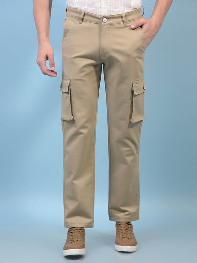 Men's Beige Cargo Jeans-Men Jeans-Crimsoune Club