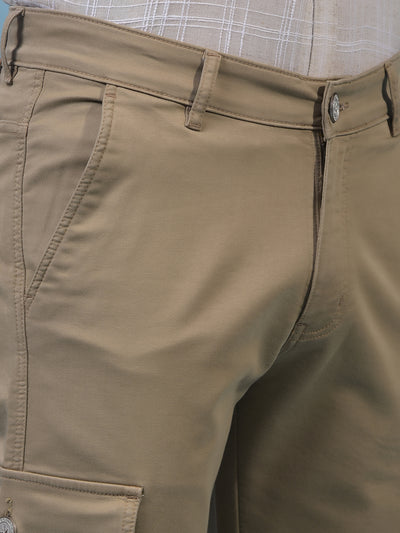 Men's Beige Cargo Jeans-Men Jeans-Crimsoune Club