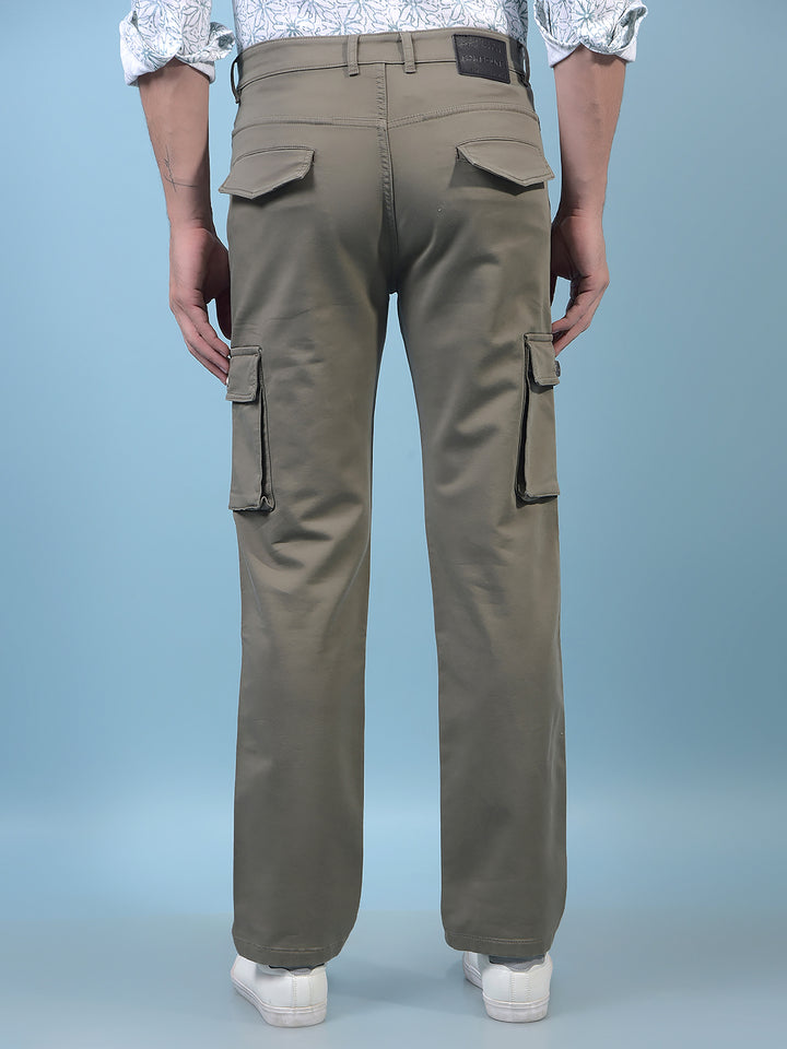 Men's Olive Cargo Jeans-Men Jeans-Crimsoune Club