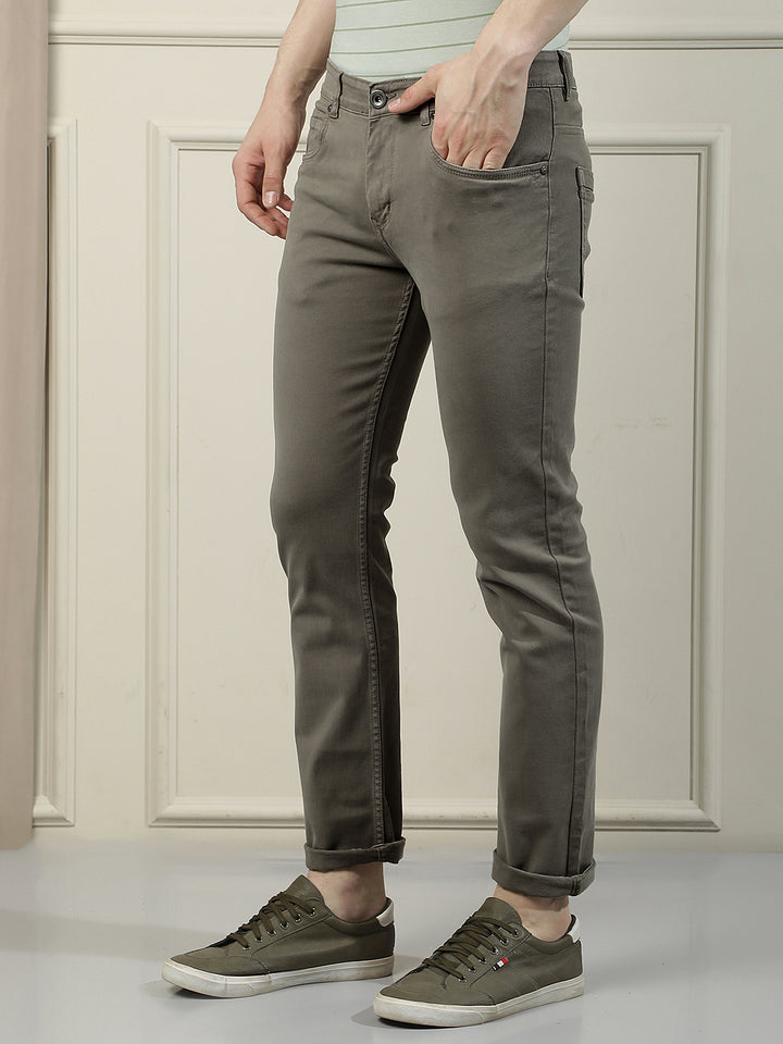 Earthy Olive Stretch Jeans-Men Jeans-Crimsoune Club