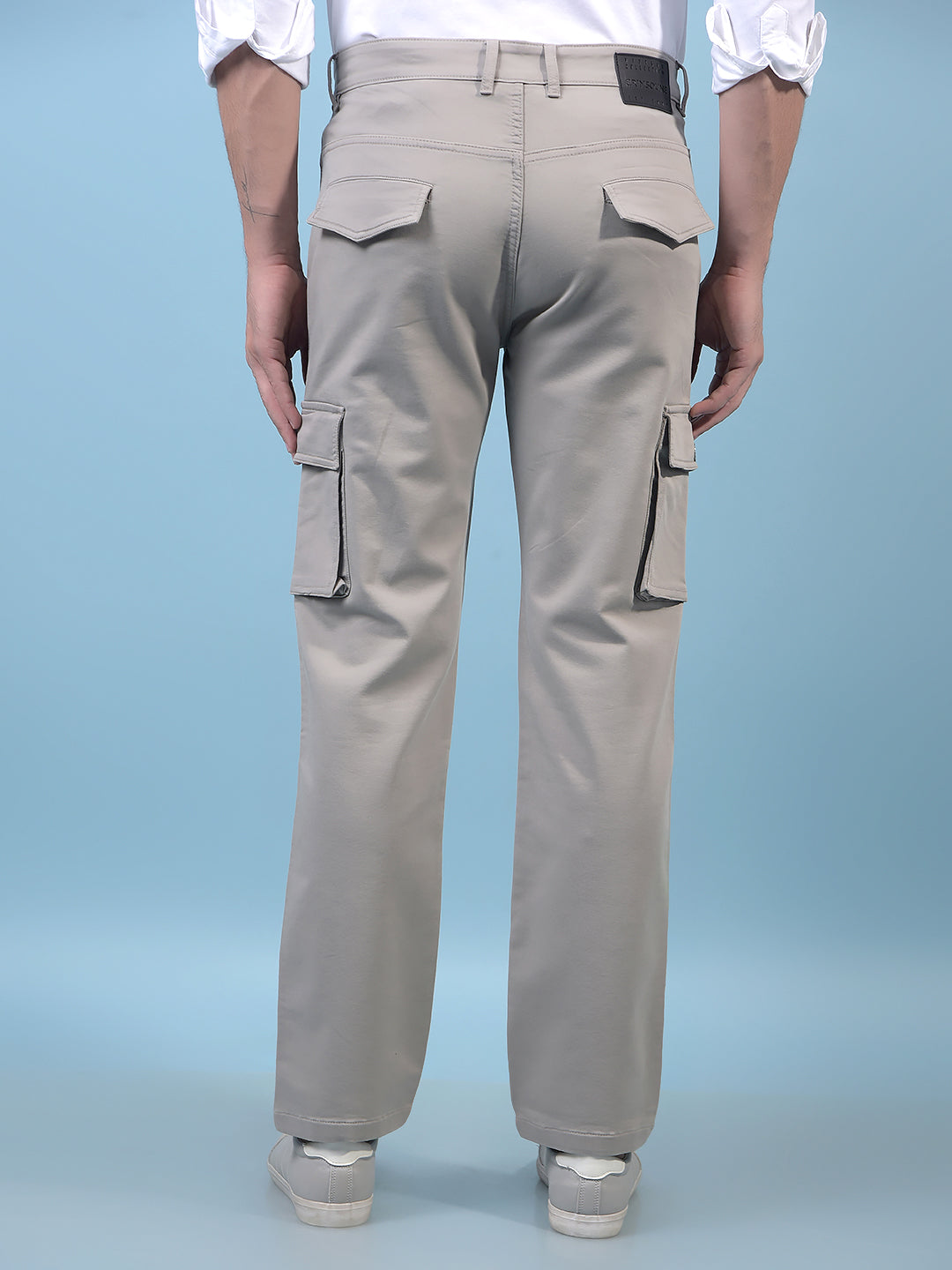 Men's Grey Cargo Jeans-Men Jeans-Crimsoune Club