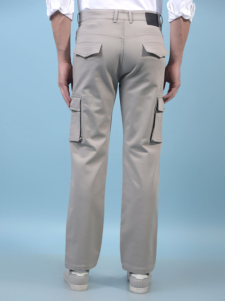 Men's Grey Cargo Jeans-Men Jeans-Crimsoune Club