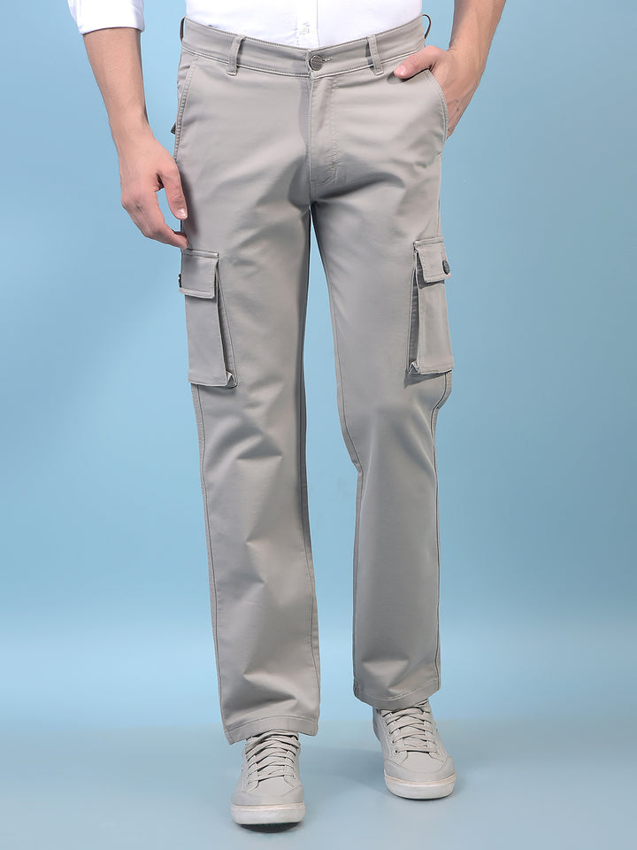 Men's Grey Cargo Jeans-Men Jeans-Crimsoune Club