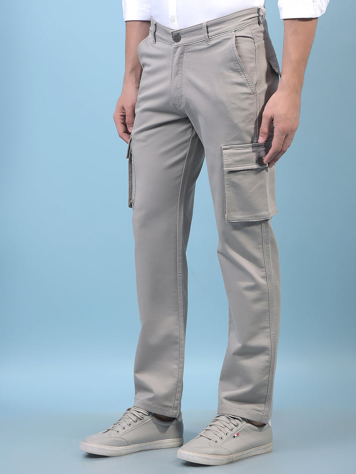 Men's Grey Cargo Jeans-Men Jeans-Crimsoune Club