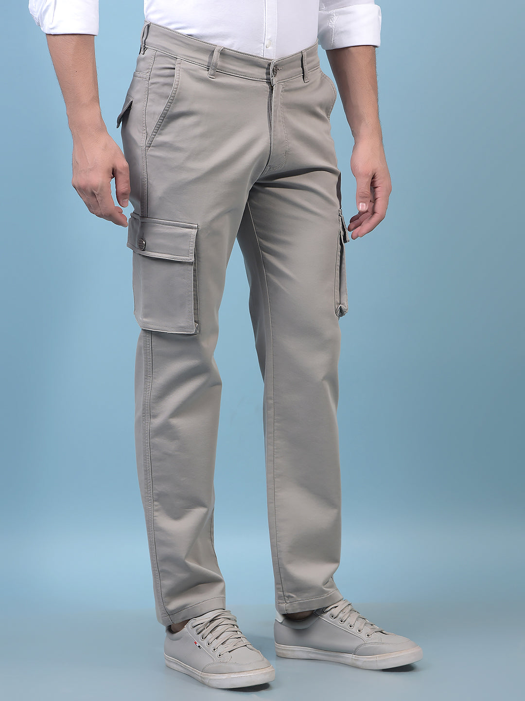 Men's Grey Cargo Jeans-Men Jeans-Crimsoune Club