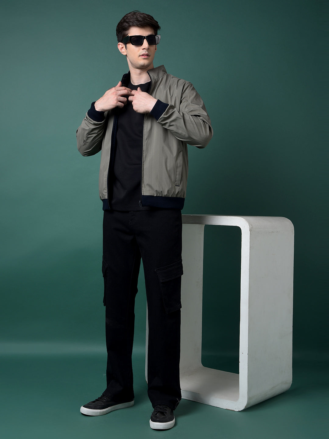 Black Baggy Cargo Jeans-Men Jeans-Crimsoune Club