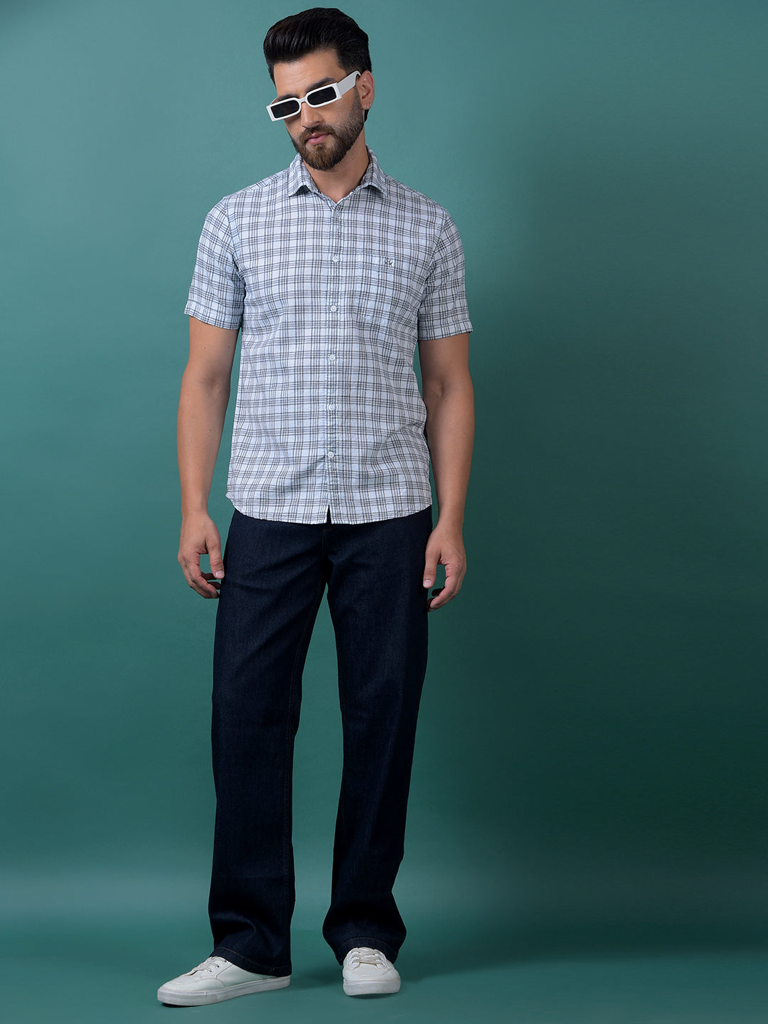 Navy Blue Baggy Jeans-Men Jeans-Crimsoune Club