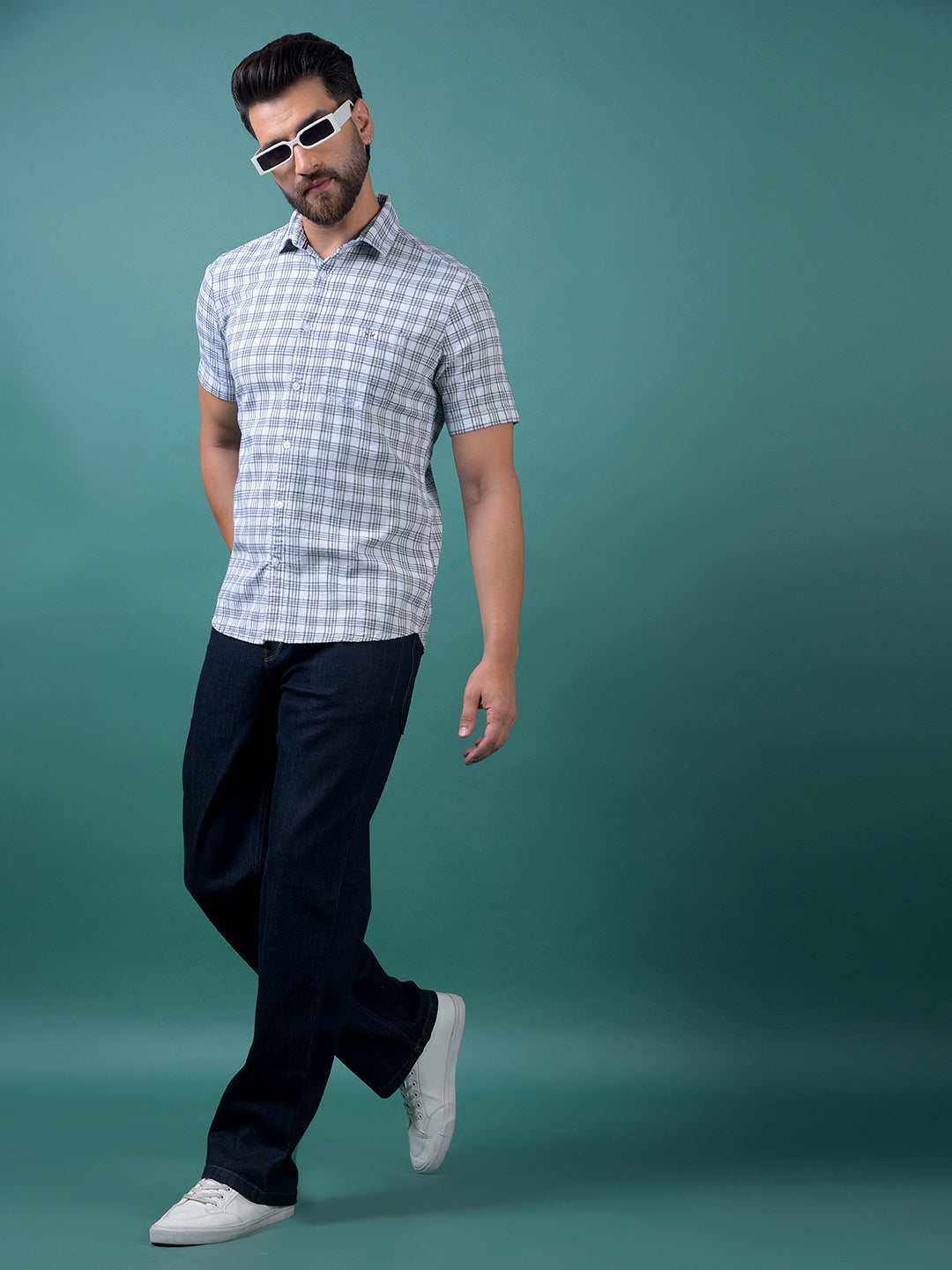 Navy Blue Baggy Jeans-Men Jeans-Crimsoune Club