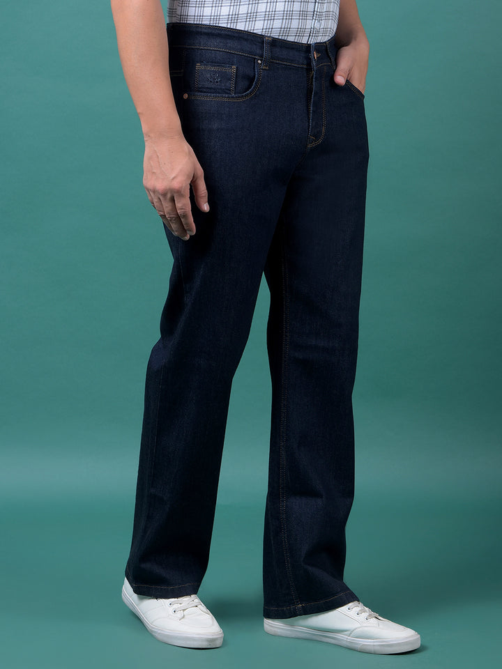 Navy Blue Baggy Jeans-Men Jeans-Crimsoune Club