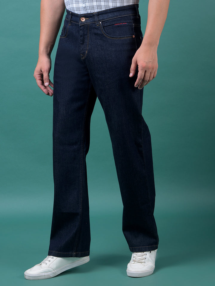 Navy Blue Baggy Jeans-Men Jeans-Crimsoune Club