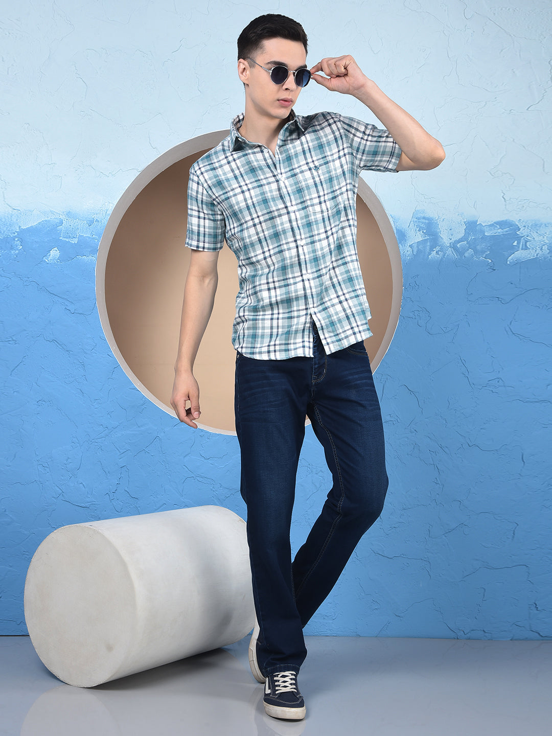 Blue Straight Jeans-Men Jeans-Crimsoune Club