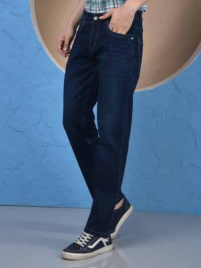 Blue Straight Jeans-Men Jeans-Crimsoune Club