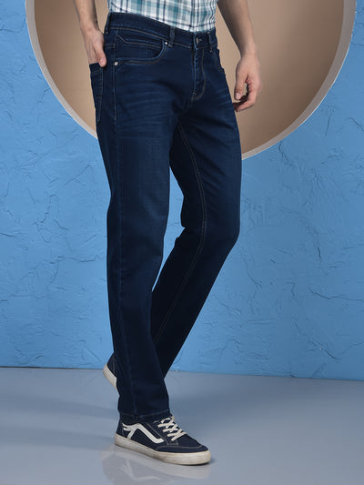 Blue Straight Jeans-Men Jeans-Crimsoune Club