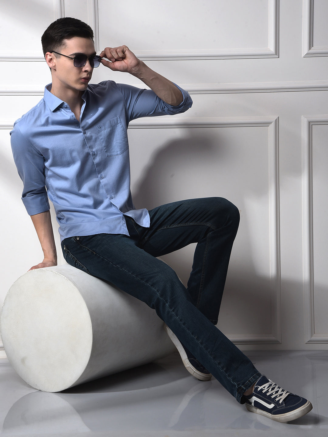 Blue Straight Jeans-Men Jeans-Crimsoune Club