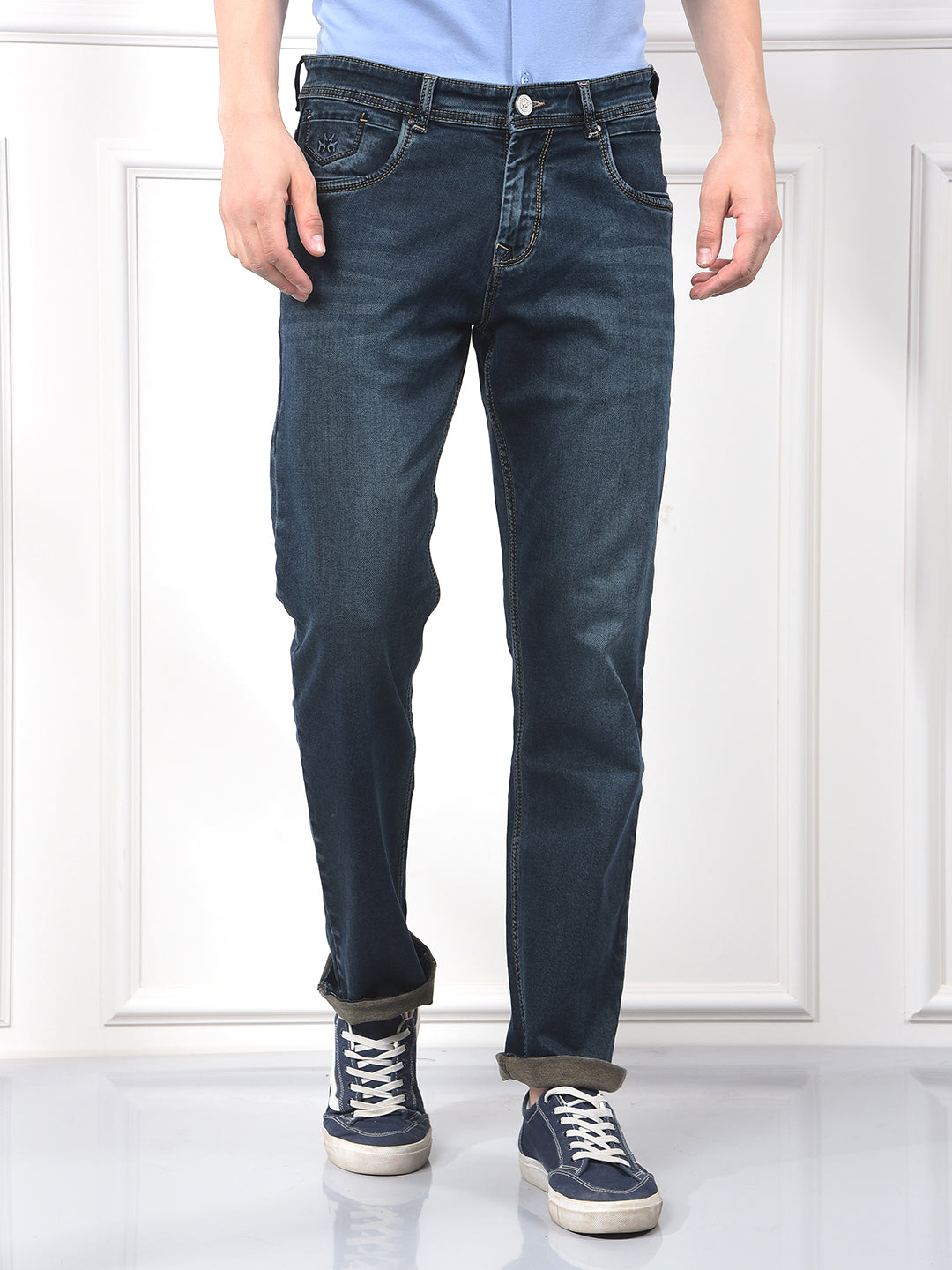 Blue Straight Jeans-Men Jeans-Crimsoune Club