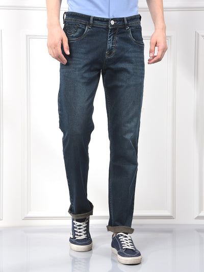 Blue Straight Jeans-Men Jeans-Crimsoune Club