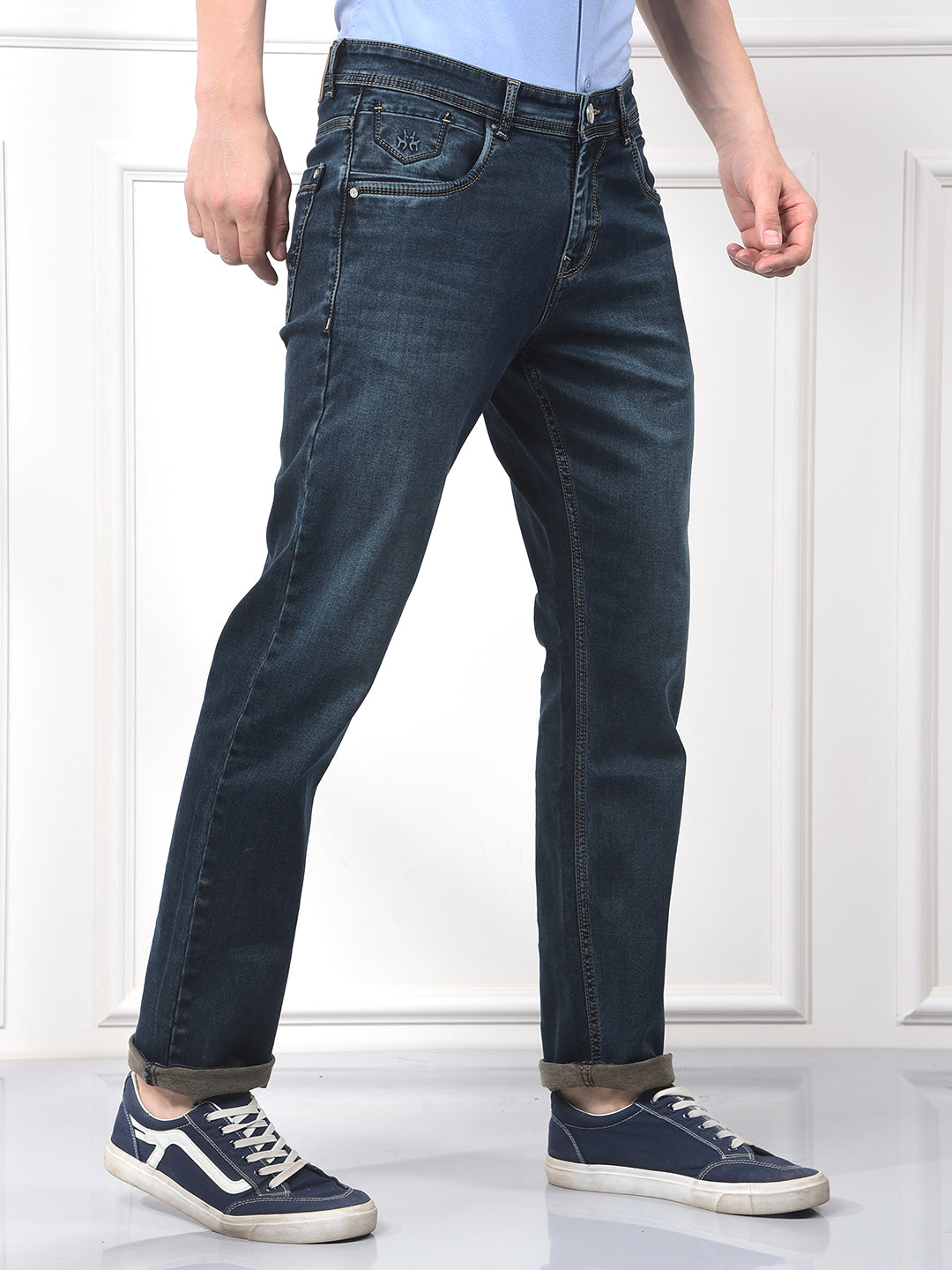 Blue Straight Jeans-Men Jeans-Crimsoune Club