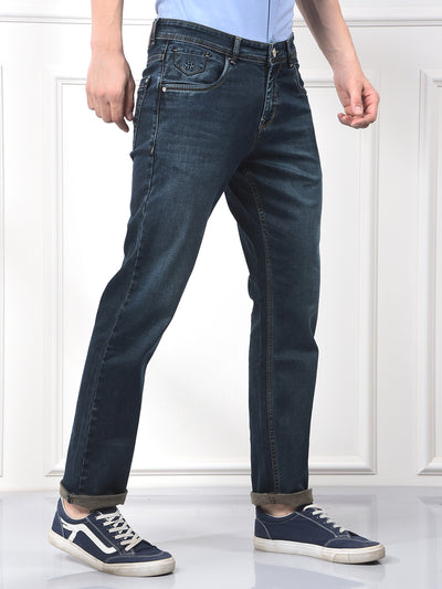 Blue Straight Jeans-Men Jeans-Crimsoune Club