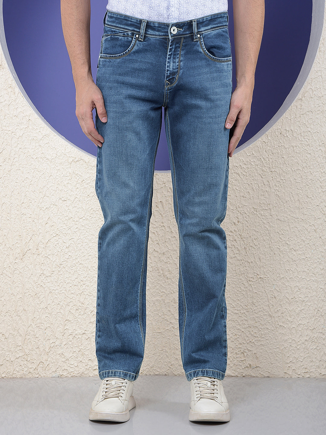 Blue Relaxed Street Jeans-Men Jeans-Crimsoune Club