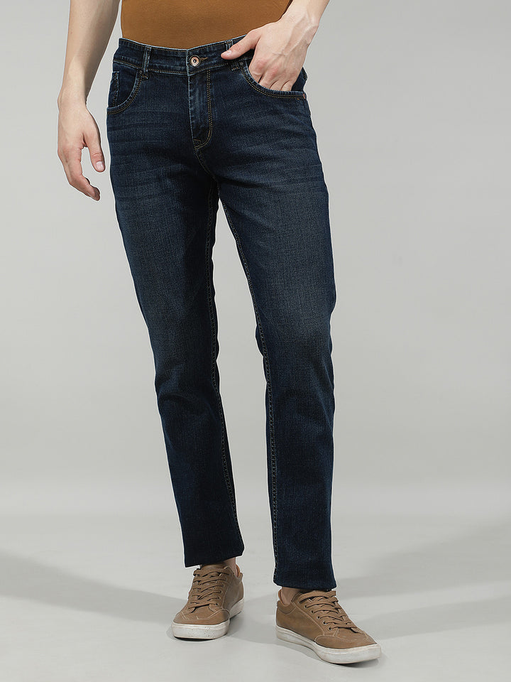 Classic Washed Blue Jeans-Men Jeans-Crimsoune Club