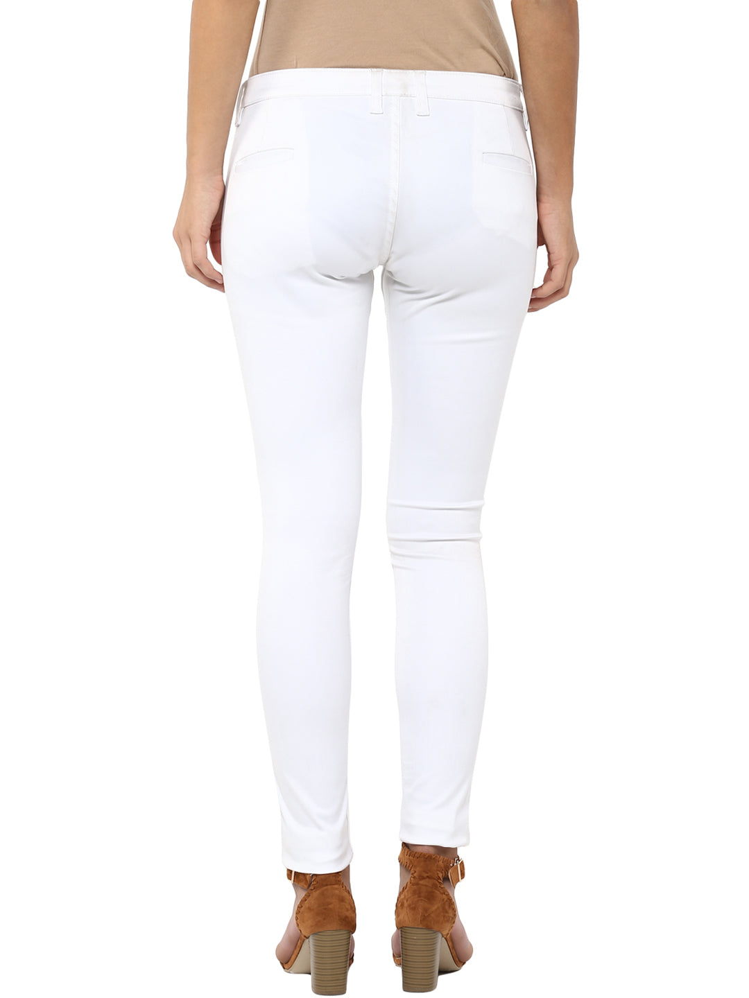 White Solid Trouser-Women Trousers-Crimsoune Club