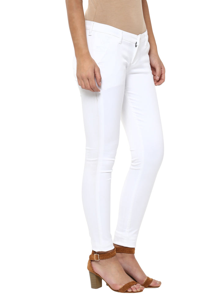 White Solid Trouser-Women Trousers-Crimsoune Club