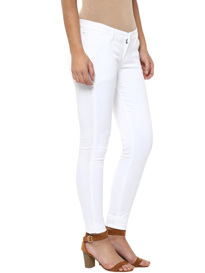 White Solid Trouser-Women Trousers-Crimsoune Club